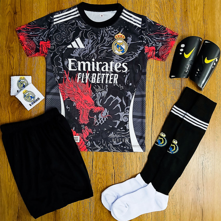 ست ورزشی پسرانه و بزرگسال 6 تیکه رئال مادرید طرح دار دراگون امباپه