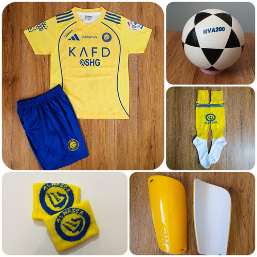 پک کامل فوتبالی النصر رونالدو رنگ زرد طرح 2026 به همراه توپ