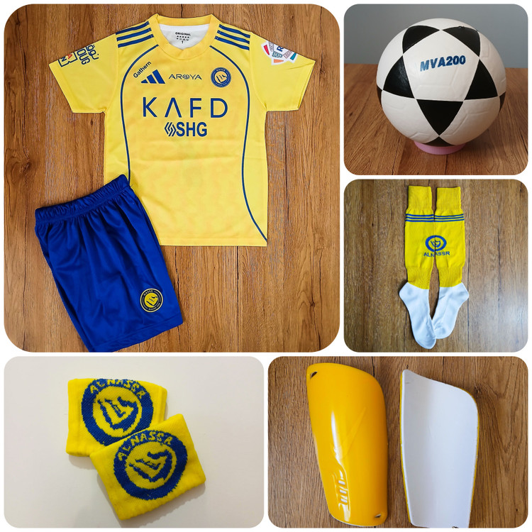 پک کامل فوتبالی النصر رونالدو رنگ زرد طرح 2026 به همراه توپ