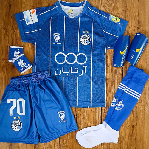 کیت فوتبالی 6 تیکه آسیایی استقلال آسانی فول چاپ لیزری