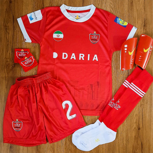 کیت فوتبالی 6 تیکه پرسپولیس عالیشاه فول چاپ لیزری