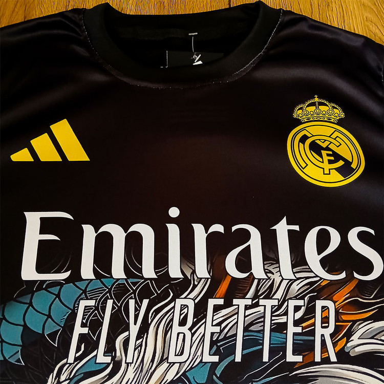 تیشرت تک رئال مادرید طرح دراگون آستین بلند پسرانه و بزرگسال