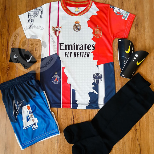 کیت فوتبالی 6 تیکه منتخب راموس فول چاپ لیزری امضادار