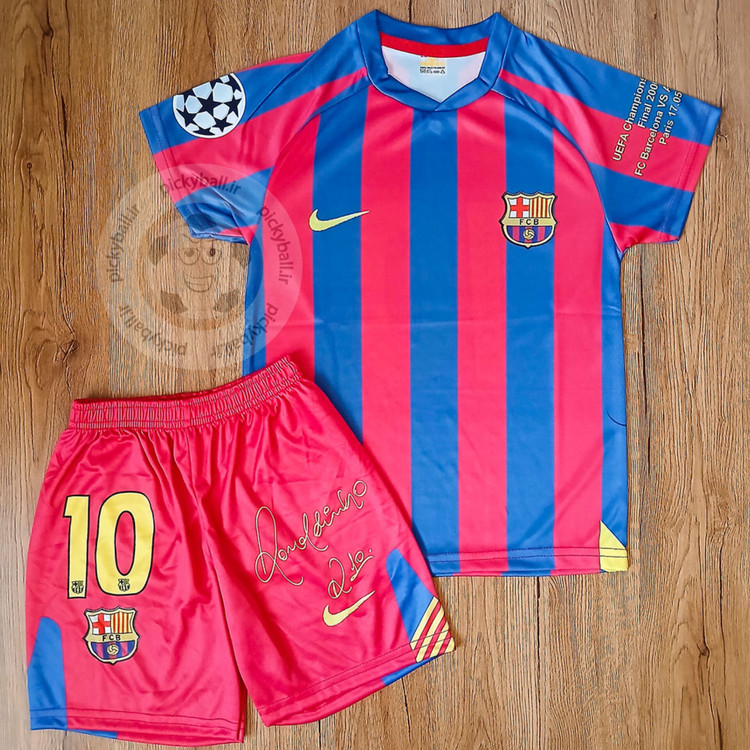 ست فوتبالی رونالدینیو بارسلونا فول چاپ امضادار پسرانه و بزرگسال