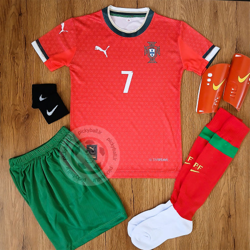 کیت 6 تیکه فوتبالی پسرانه پرتغال رونالدو شماره 7 طرح 2026