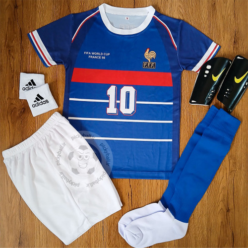 کیت 6 تیکه فوتبالی پسرانه فرانسه زیدان شماره 10