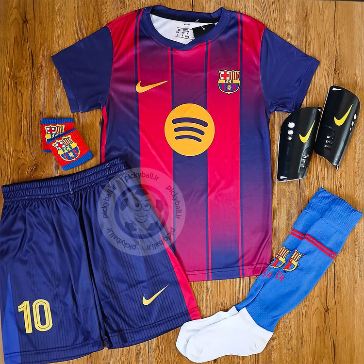 کیت فوتبالی 6 تیکه بارسلونا یامال طرح 2026 فول چاپ لیزری