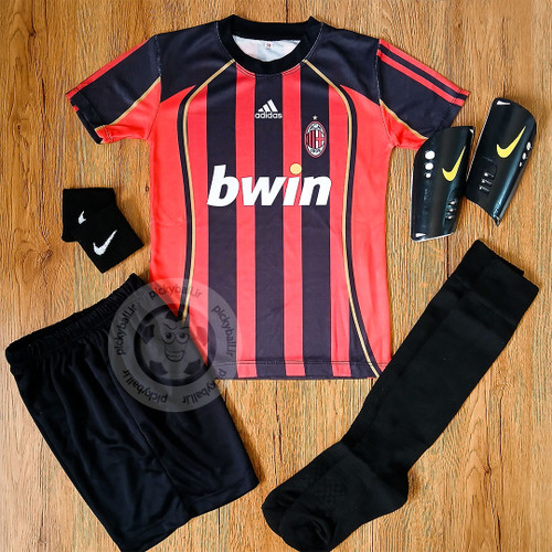 کیت 6 تیکه فوتبالی پسرانه و بزرگسال آث میلان کاکا شماره 22