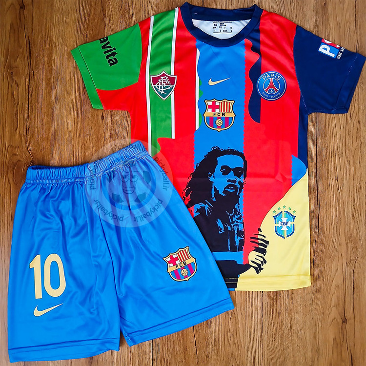 ست فوتبالی منتخب منتخب رونالدینیو فول چاپ لیزری با امضاء اختصاصی