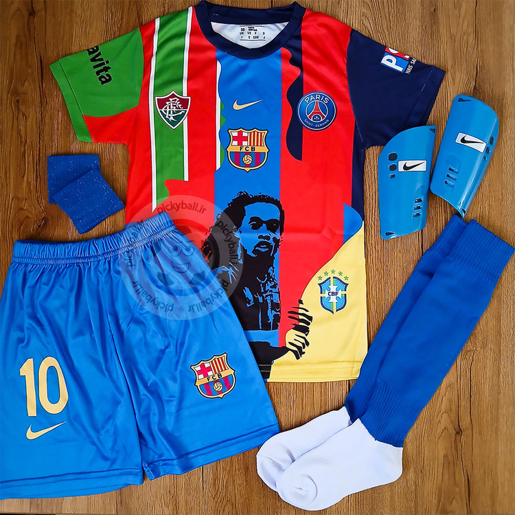 کیت فوتبالی 6 تیکه منتخب رونالدینیو طرح جدید فول چاپ با امضا