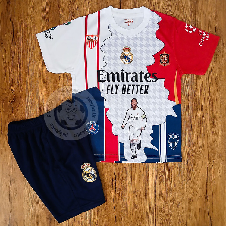 کیت 6 تیکه فوتبالی منتخب راموس طرح 2026 با تگ لیزری روی استین